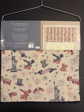 💥THE FARMHOUSE by Rachel Ashwell Patriotic Cotton Valance -Light Filtering